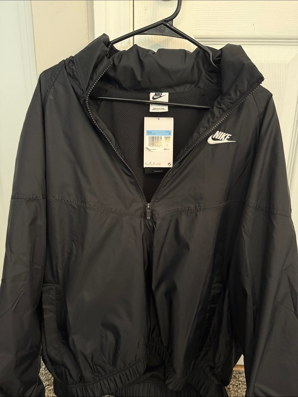 Nike Men’s Oversized Windbreaker Jacket Black Hood NWT M